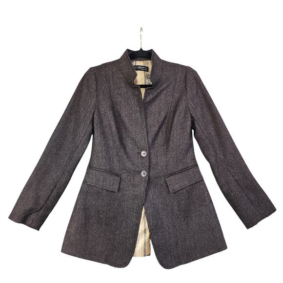 Peruvian Connection Womens Baby Alpaca Wool Blazer Jacket Size 2 Brown Knit - Picture 1 of 12